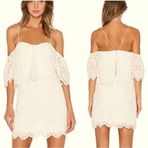 SAYLOR Karen Cream Lace Flutter Sleeve Mini Sundress Montauk Size S NWT